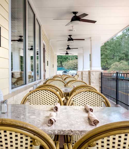 Outdoor patio seating at The Thirsty Turtle Florham Park